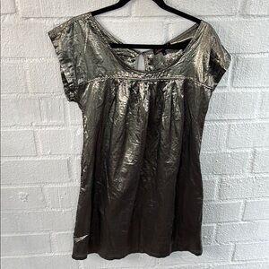 La Rok Shimmering Silver Metallic Cotton Mini Dress size S